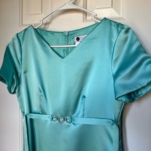 K. Couture Size 8 Light Teal Modest Formal Dress